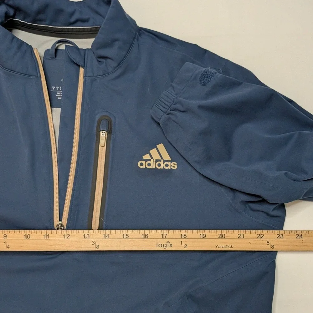 Adidas RAIN.RDY Golf Rain Jacket Men's M Navy Blue Waterproof 1/4 Zip Pullover